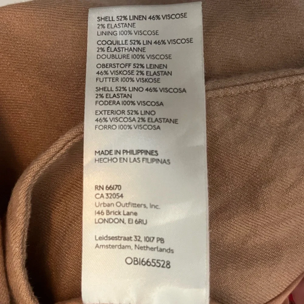 Anthropologie Maeve Linen Oversized Relaxed Tan Double-Breasted Blazer Size 10 - Picture 5 of 5